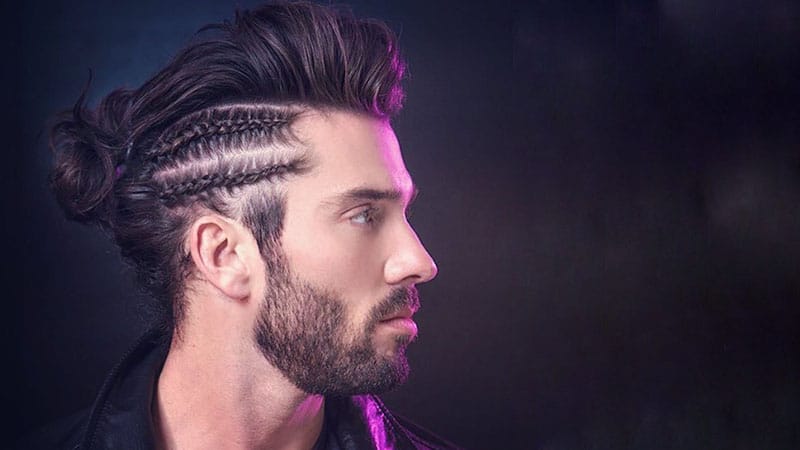 Man Bun Braid Hairstyle with Pompadour